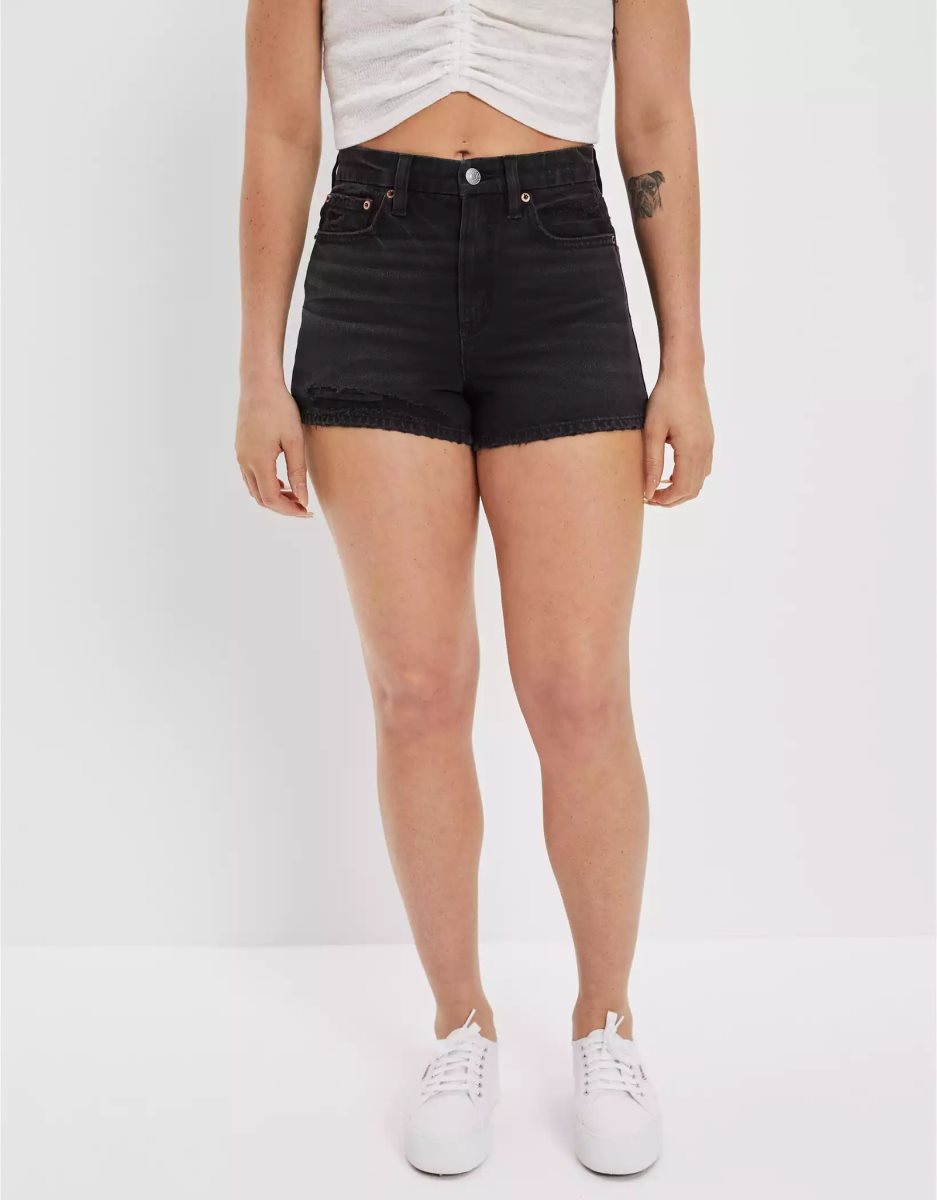 Shorts American Eagle AE Denim Curvy Highest Taille '90s Boyfriend Noir Femme | ZZR-35293016